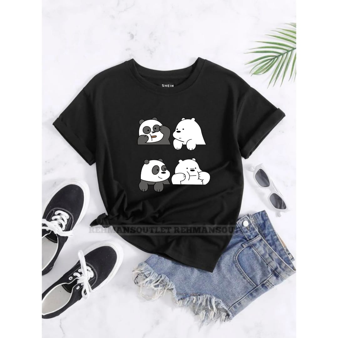 black tee with 4 bear