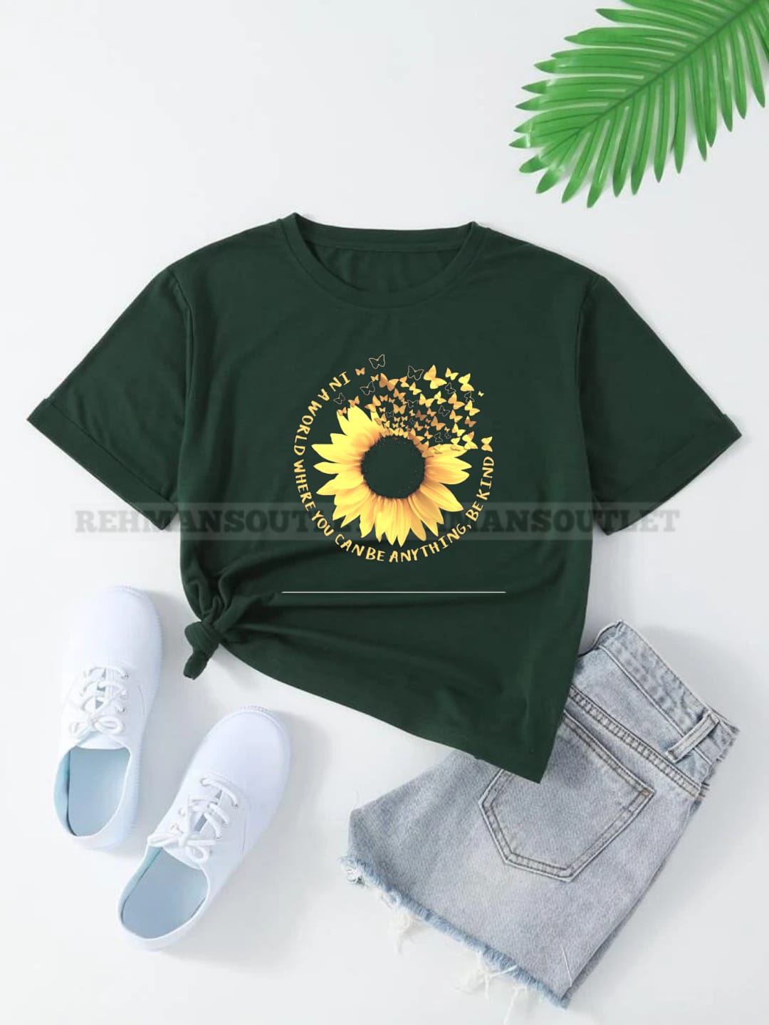 green tee with in a world full of roses