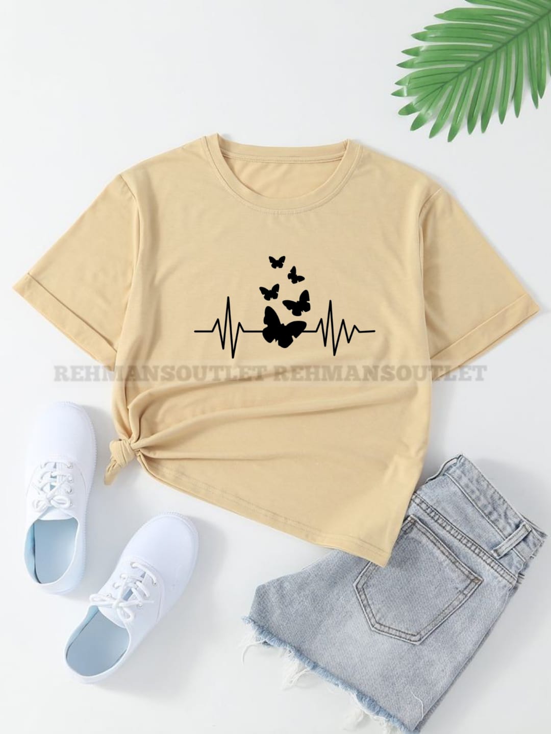 skin tee with heart beat butterfly