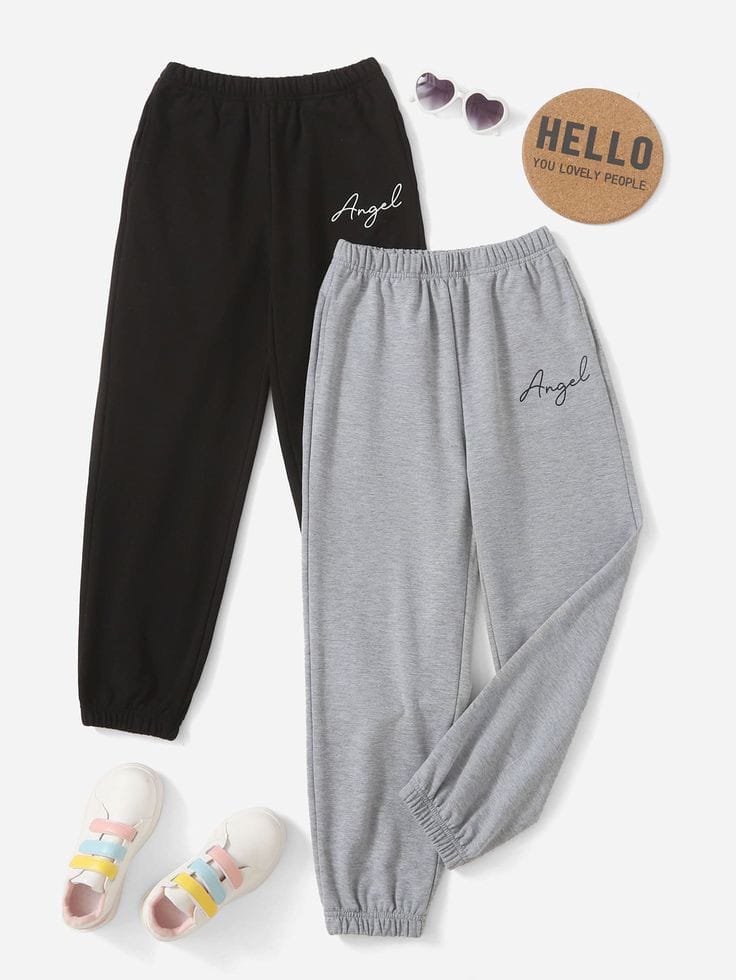 pack of 2 trousers (grey and black ) with angel