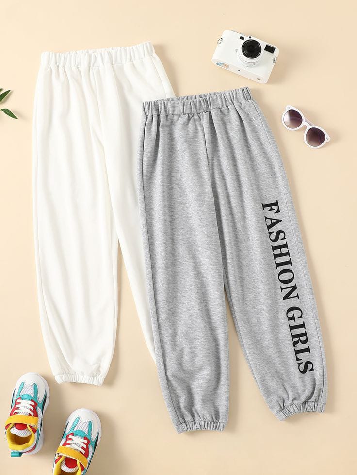 pack of 2 trousers ( white and grey ) with fashion girl