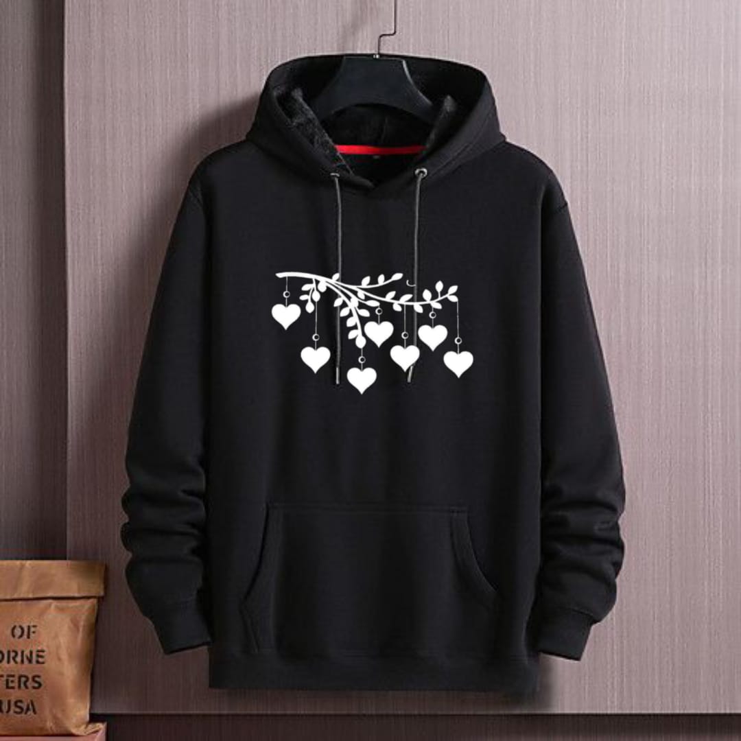 Tree hearts black hoodie