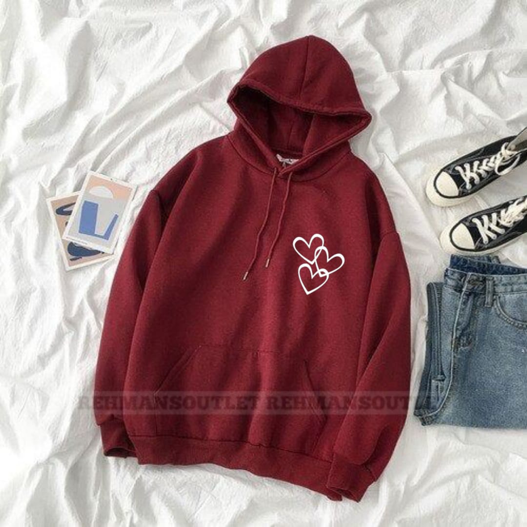 Three hearts p mehroon hoodie