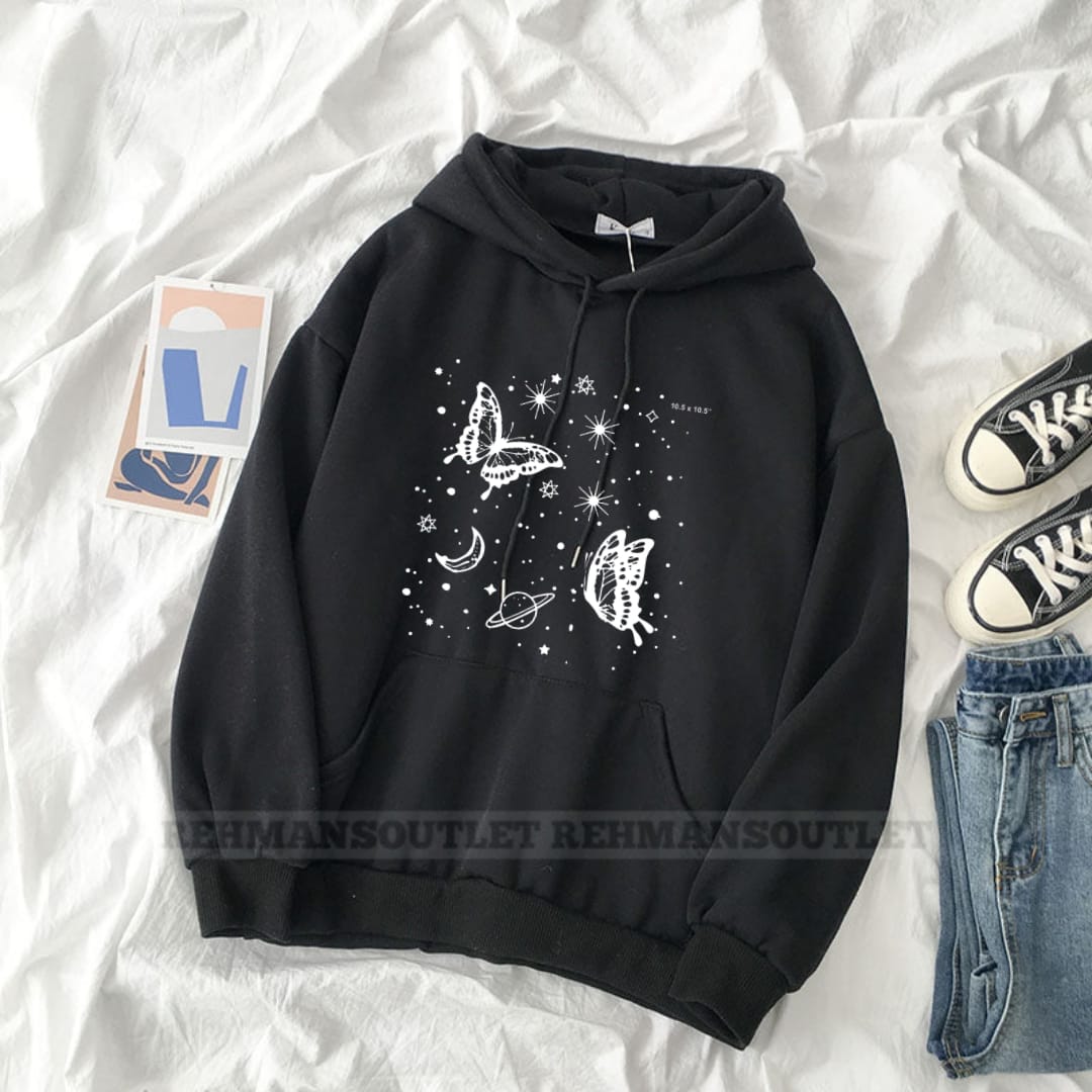 Saturn butterfly black hoodie