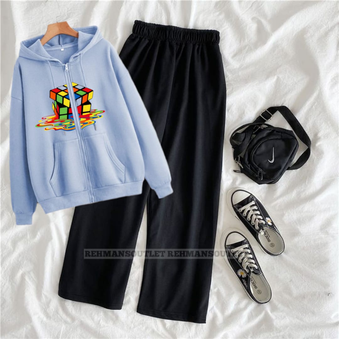 Sky blue zipper with cube box and black flapper