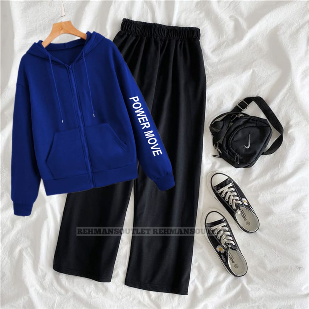 Royal blue zipper with sleeves power move and black flapper