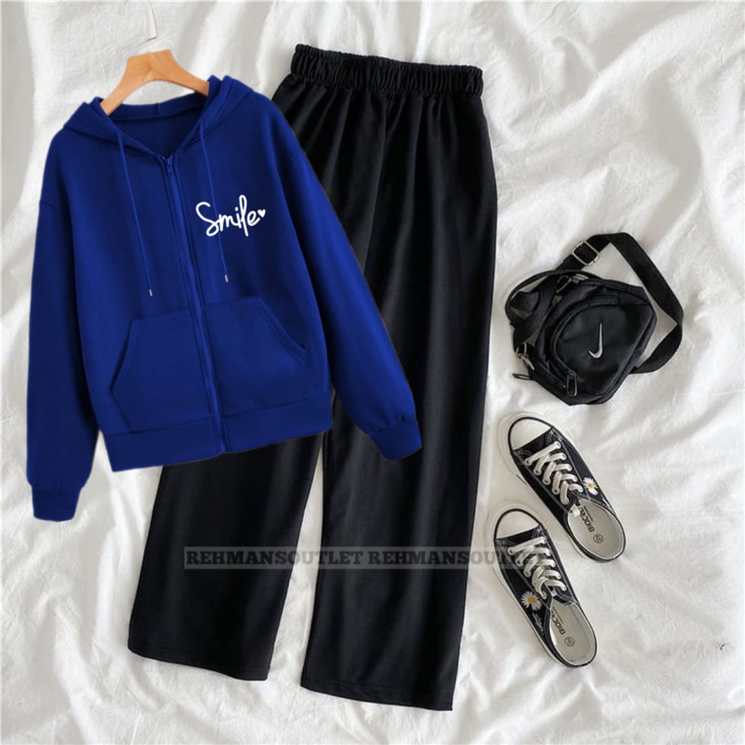 Royal blue zipper with smile p and black flapper