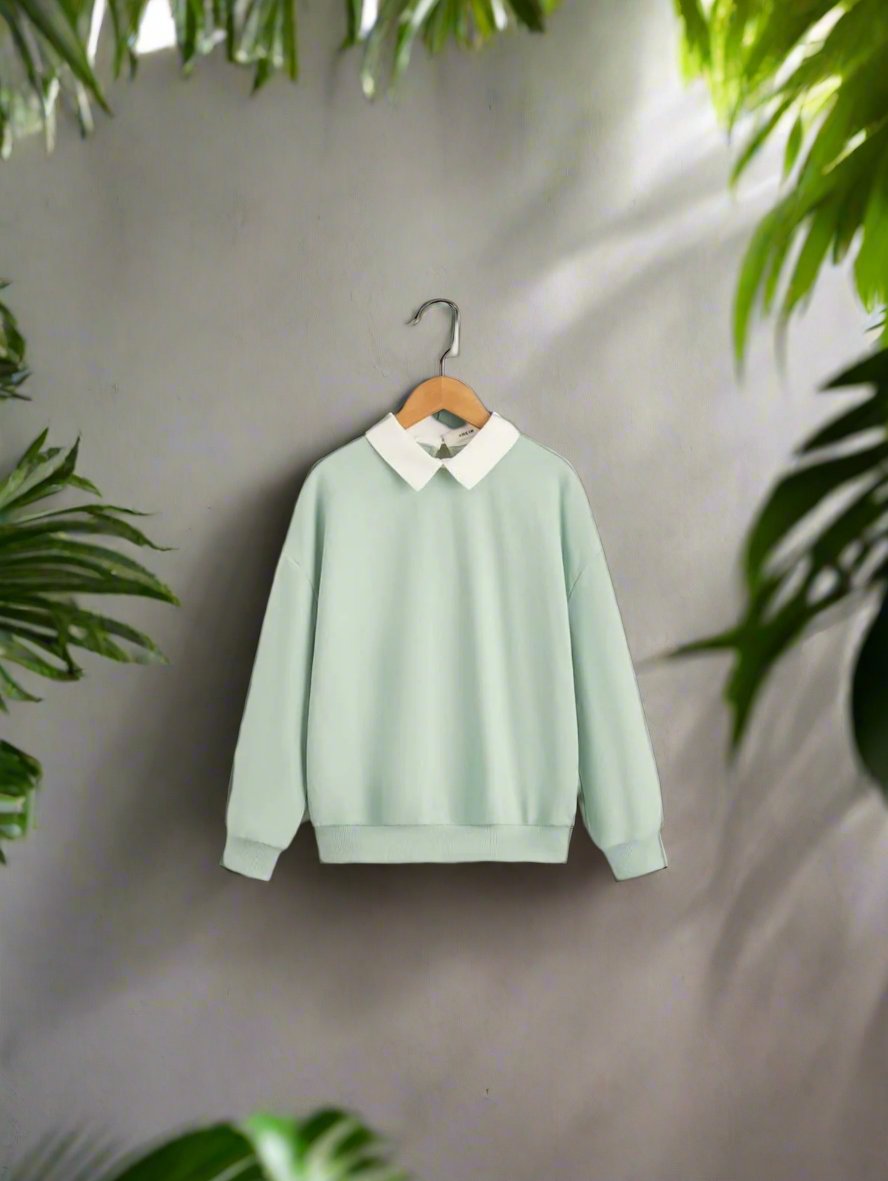 Sea green collar sweatshirt