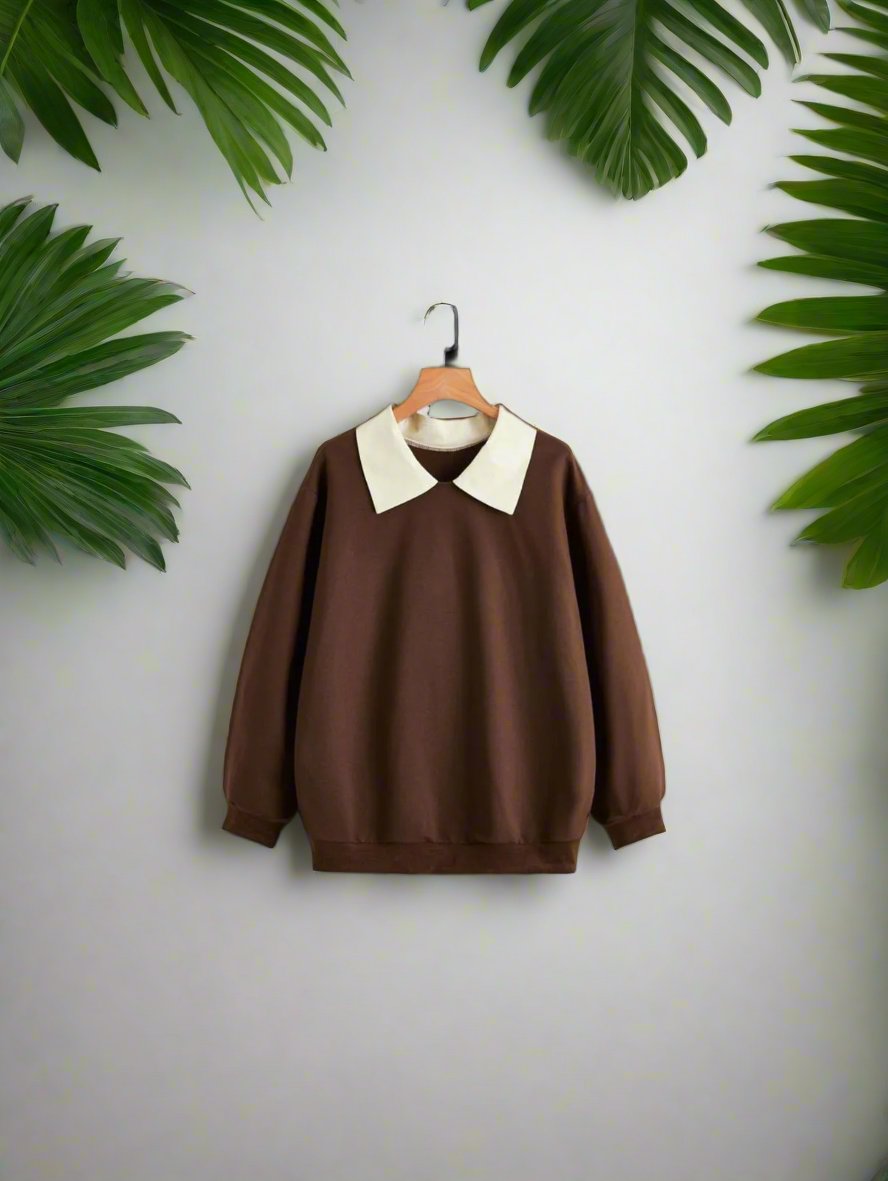 Brown collar sweatshirt
