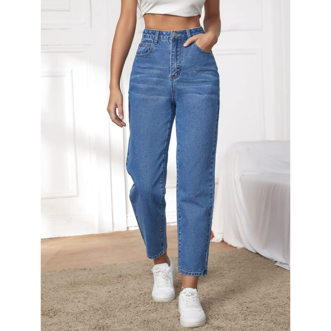 Aqua blue Mom fit jeans