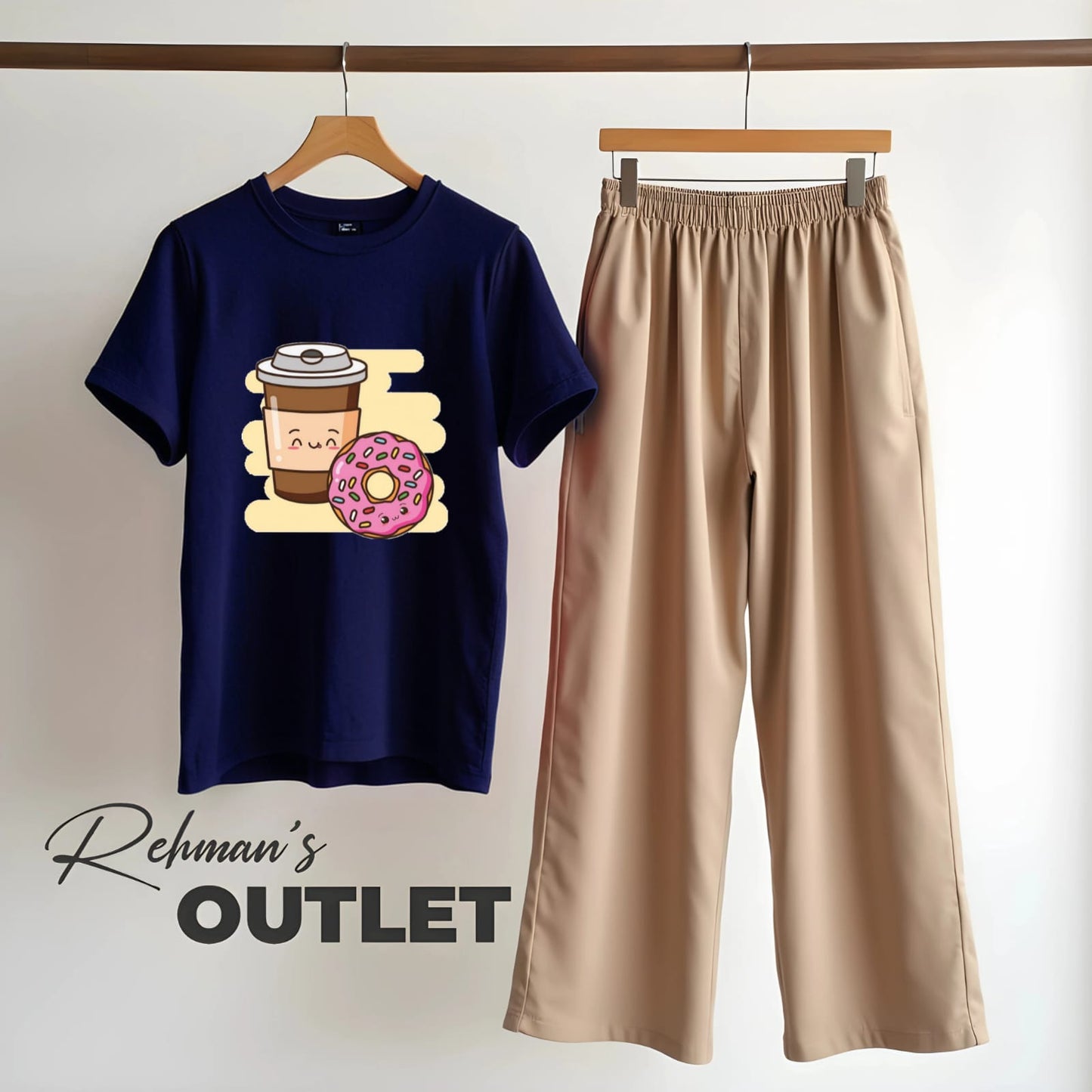 Navy blue tee with donut skin flapper