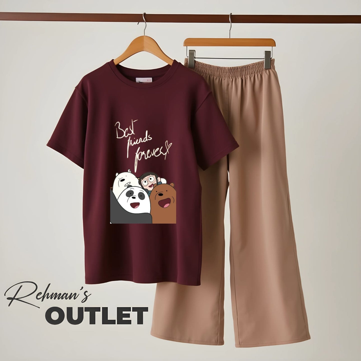 Mehroon tee with best friends forever skin flapper