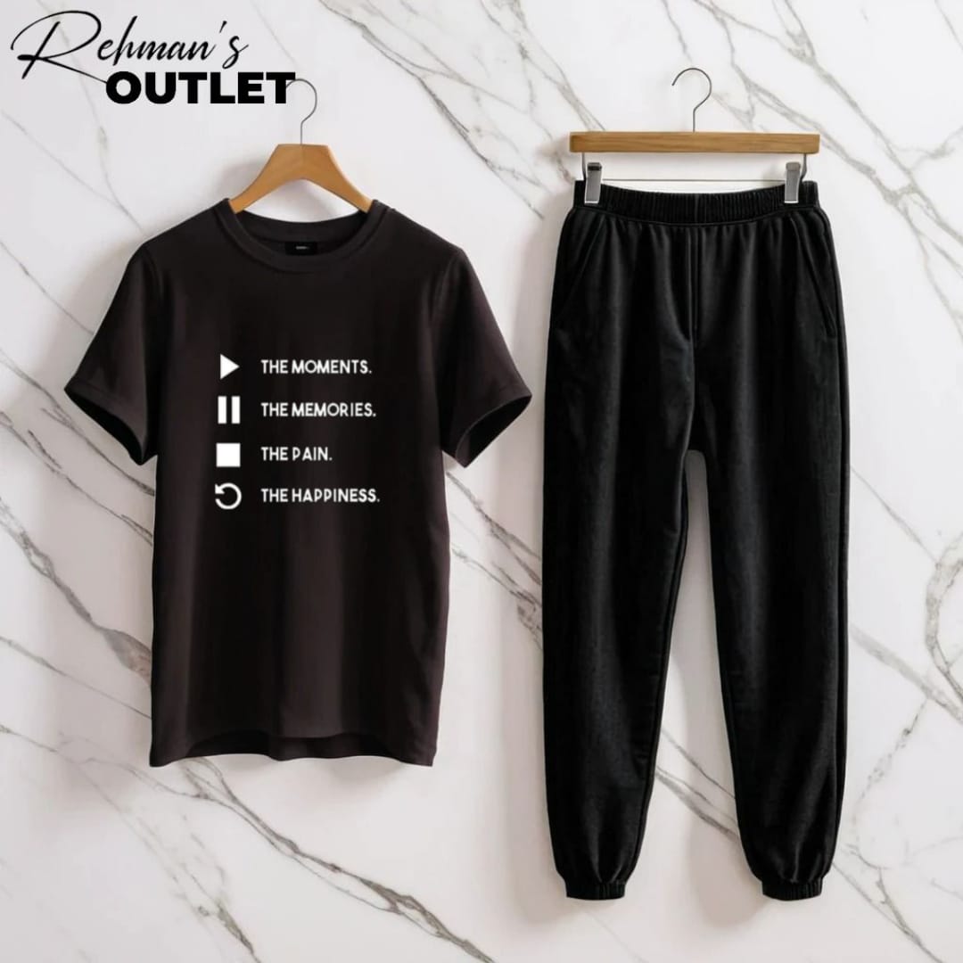 Black tee with moments.... black trouser