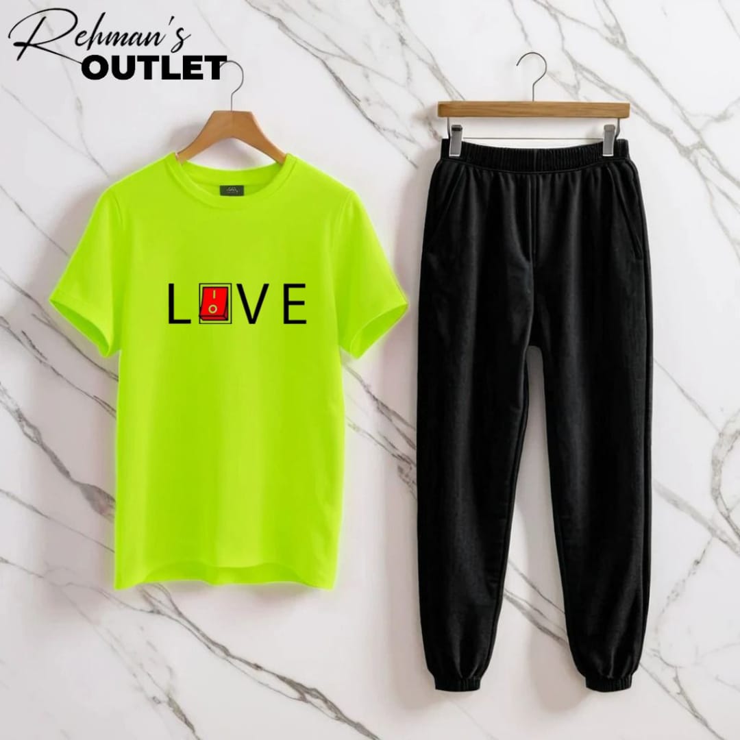 Neon tee with love black trouser