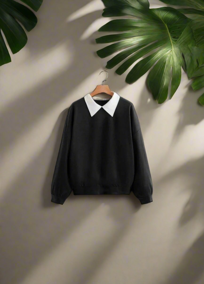 Black collar sweatshirt