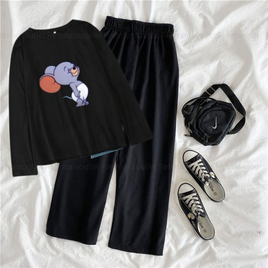 Black full tee with blue jerry black flapper