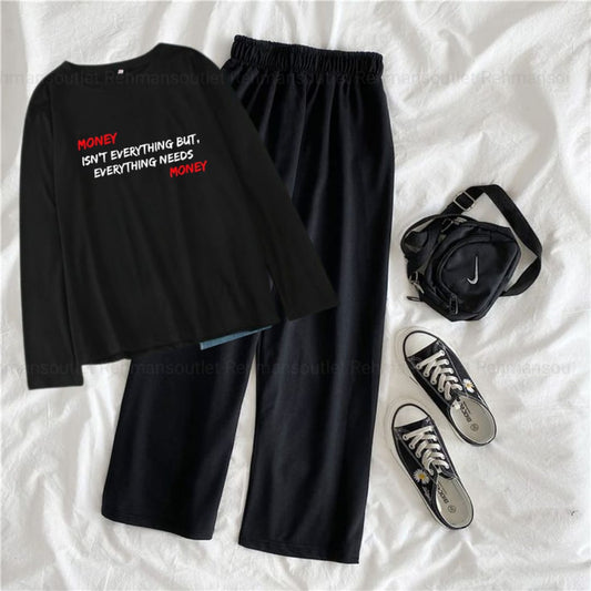 Black full tee with money isn't everything black flapper