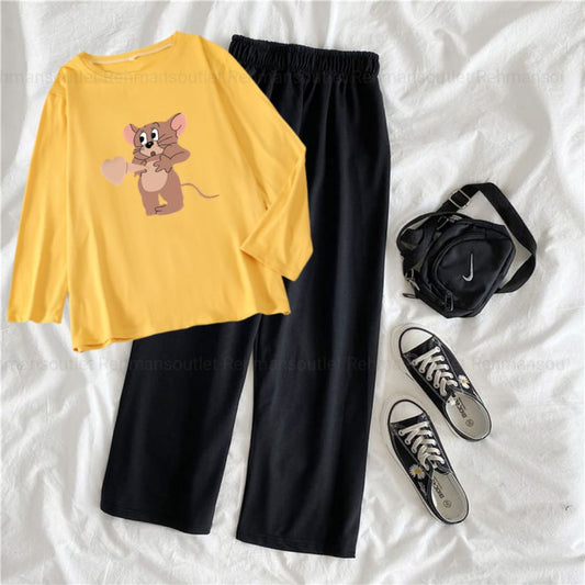 Yellow full tee with jerry heart black flapper
