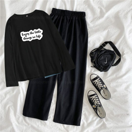 Black full tee with enjoy little things black flapper