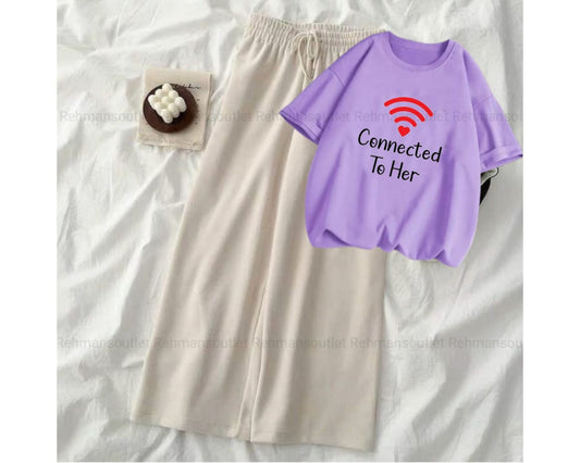 Lilac tee with connected to her skin flapper