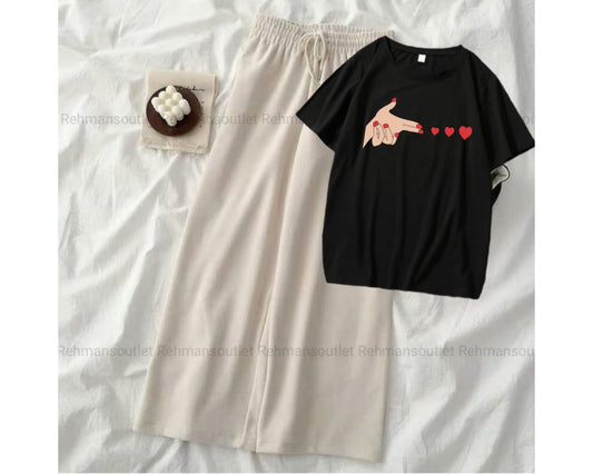 Black tee with hand fire skin flapper