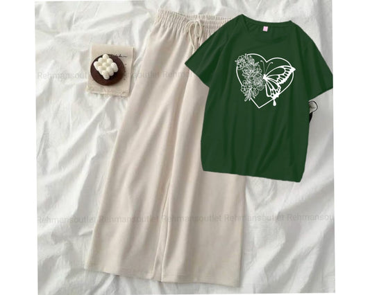 Green tee with heart butterfly skin flapper