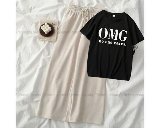 Black tee with omg skin flapper