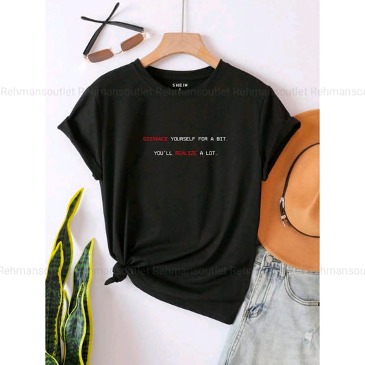black tee with distance yourself for a bit