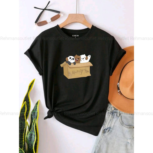 black tee with hungry bear