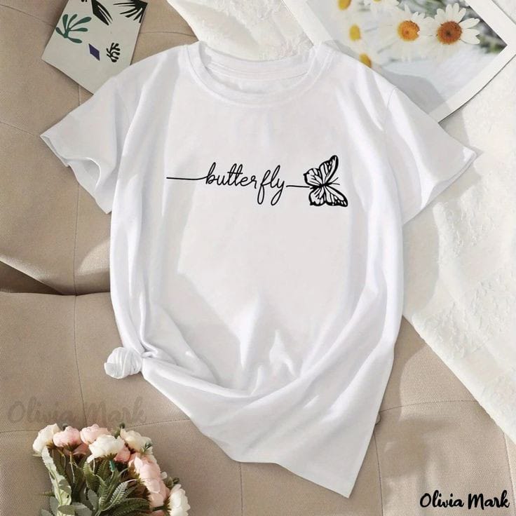 white tee with butterfly