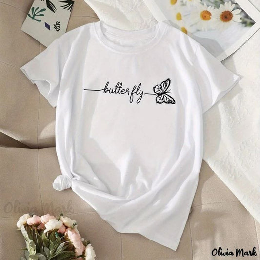 white tee with butterfly