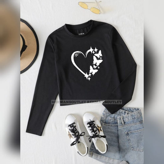 black full tee with heart butterfly