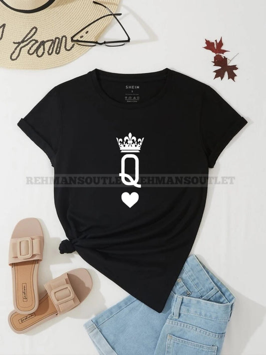 black tee with Q