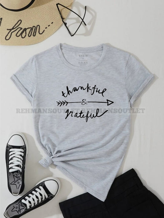 grey tee with thankful grateful