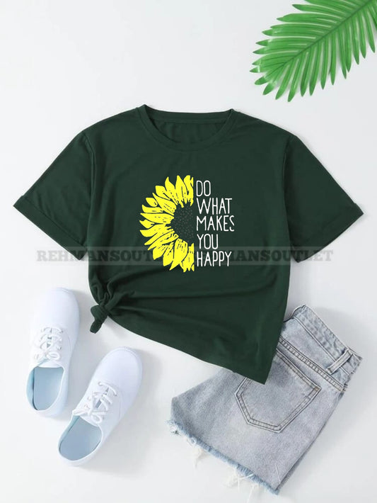green tee with do what makes you happy