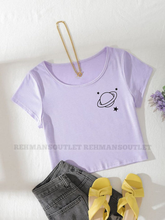 lilac tee with pocket saturn
