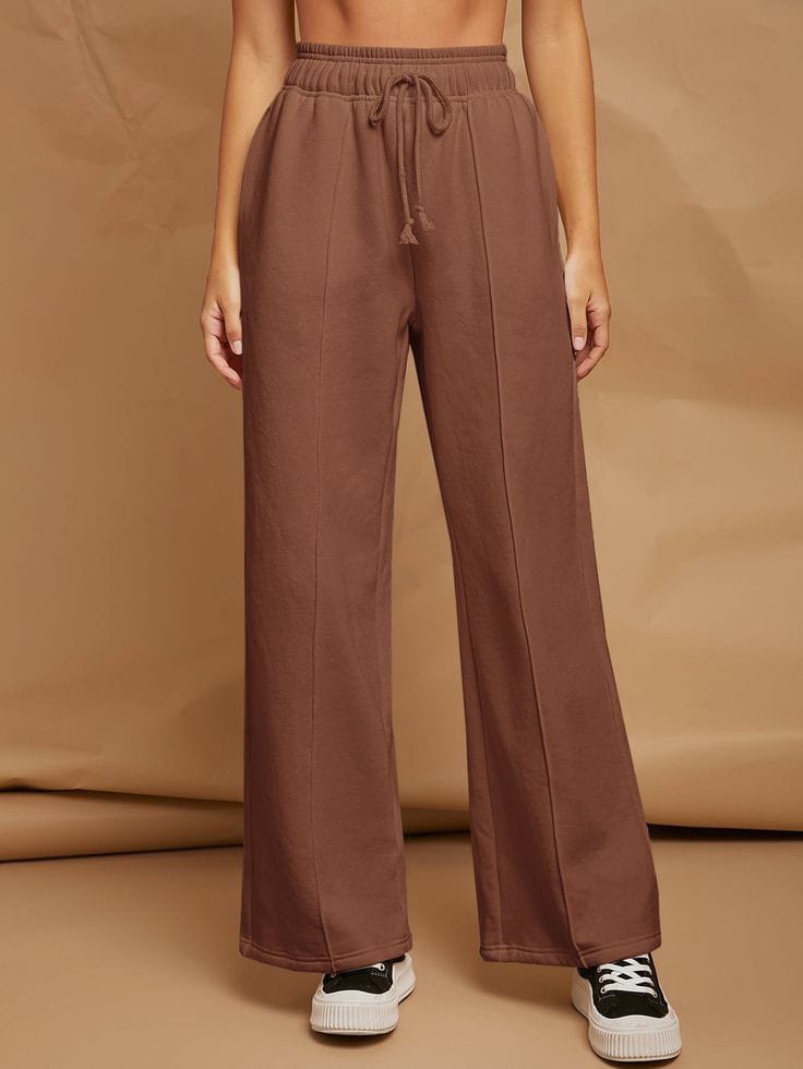 brown wide-leg trouser