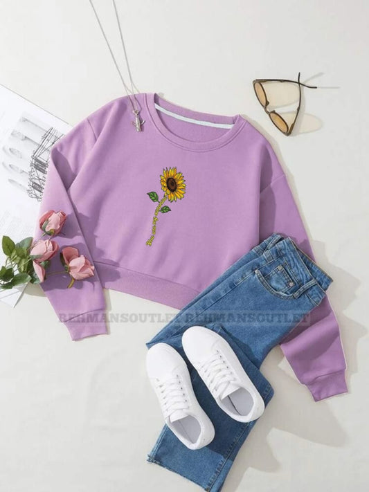 lilac sweatshirt with you are my sunshine flower
