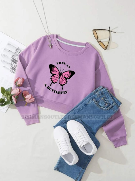 lilac sweatshirt with free as a butterfly