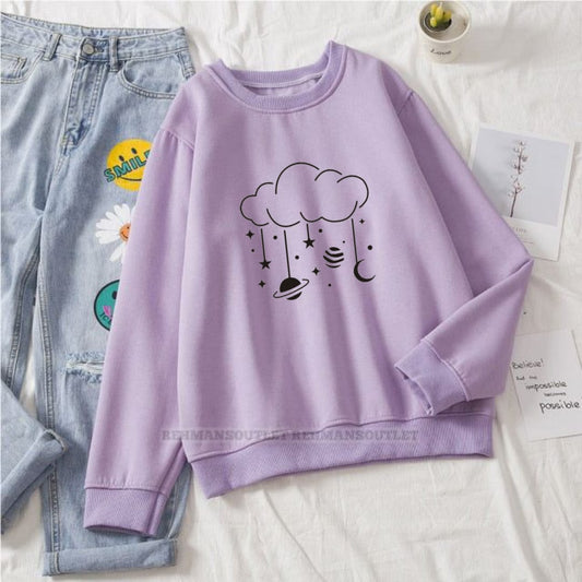 lilac sweatshirt with cloud saturn