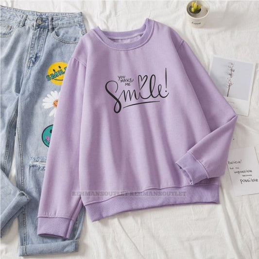 lilac sweatshirt with you make me smile