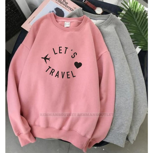pack of 2 sweatshirt pink and grey with lets travel