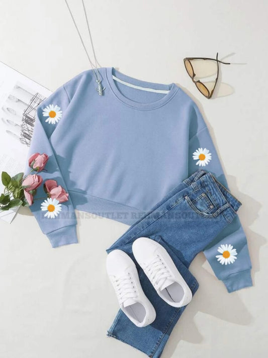 sky blue sweatshirt with sleeves sunflower