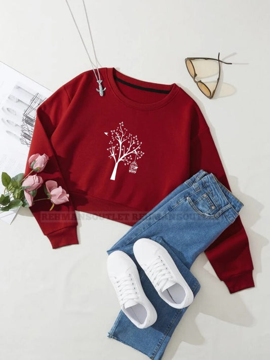 mehroon sweatshirt with tree