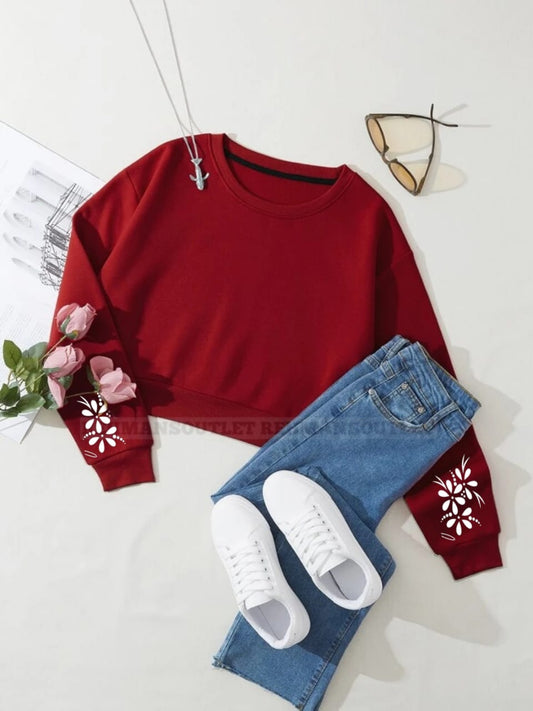 mehroon sweatshirt with sleeves small flower