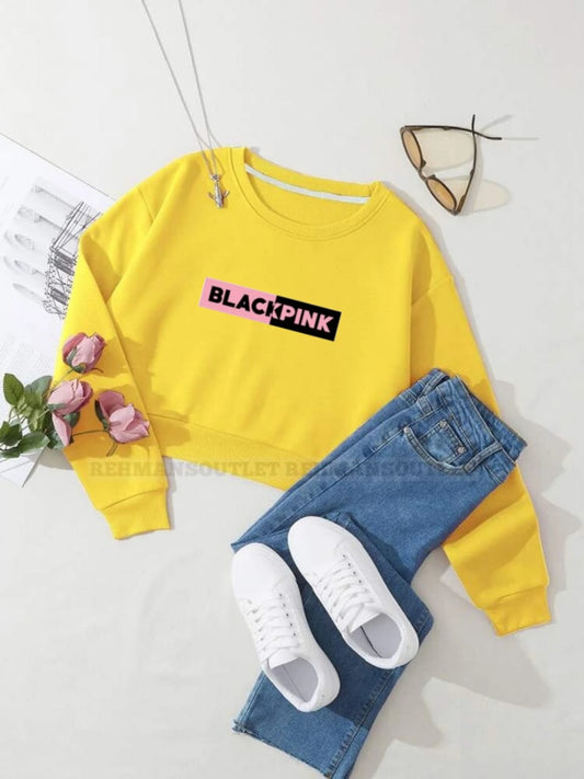 yellow sweatshirt with blackpink colourful