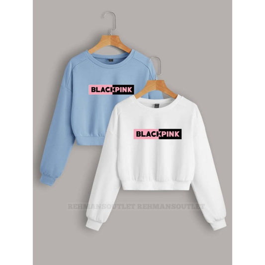 pack of 2 sweatshirt white and sky blue with blackpink colourful