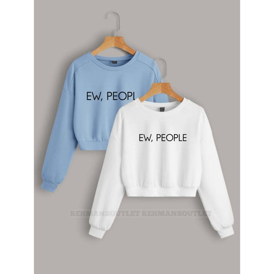 pack of 2 sweatshirt white and sky blue with ew people text
