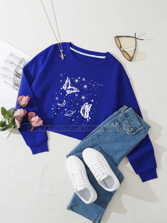 royal blue sweatshirt with saturn butterfly