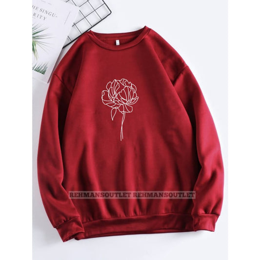 mehroon sweatshirt with flower ans